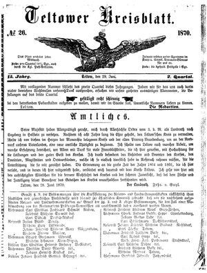 Teltower Kreisblatt vom 29.06.1870