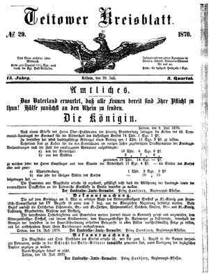 Teltower Kreisblatt vom 20.07.1870