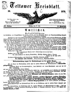 Teltower Kreisblatt vom 27.07.1870