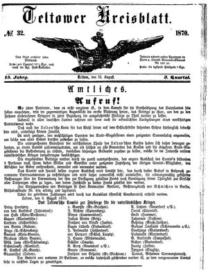 Teltower Kreisblatt vom 10.08.1870