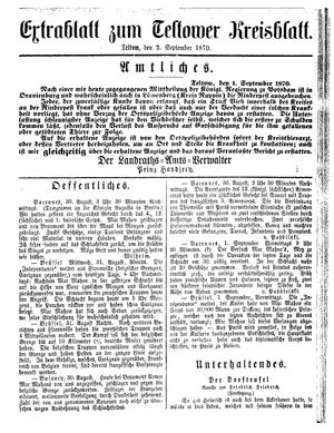 Teltower Kreisblatt vom 02.09.1870