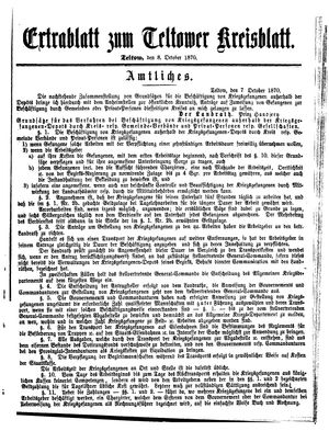 Teltower Kreisblatt vom 08.10.1870