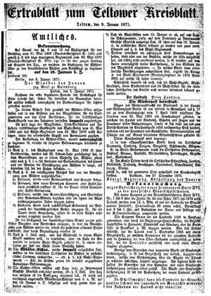 Teltower Kreisblatt vom 09.01.1871