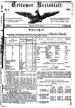 Teltower Kreisblatt vom 25.01.1871