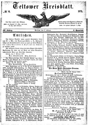 Teltower Kreisblatt on Feb 8, 1871