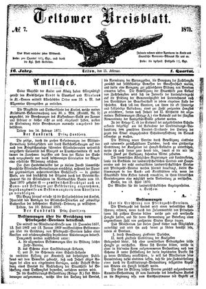 Teltower Kreisblatt vom 15.02.1871