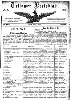 Teltower Kreisblatt vom 22.02.1871