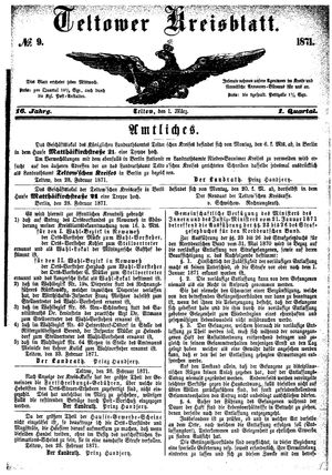 Teltower Kreisblatt on Mar 1, 1871