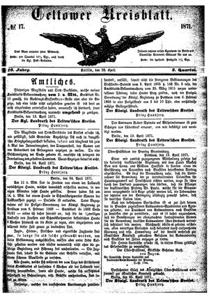 Teltower Kreisblatt vom 26.04.1871