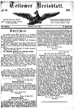 Teltower Kreisblatt vom 31.05.1871