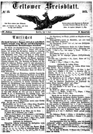 Teltower Kreisblatt on Jun 7, 1871
