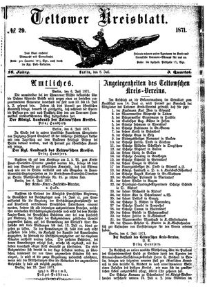 Teltower Kreisblatt vom 08.07.1871