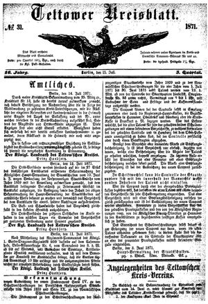 Teltower Kreisblatt vom 15.07.1871