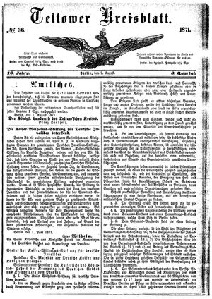 Teltower Kreisblatt on Aug 2, 1871