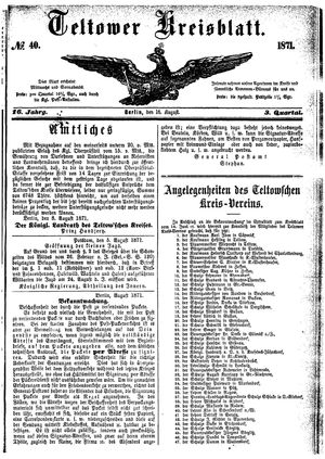 Teltower Kreisblatt vom 16.08.1871