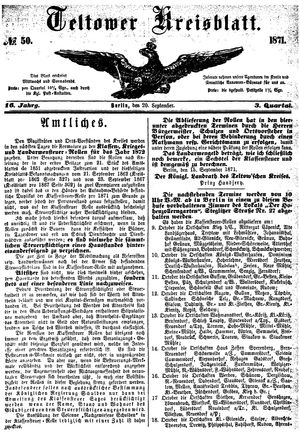 Teltower Kreisblatt vom 20.09.1871