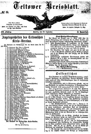 Teltower Kreisblatt vom 23.09.1871