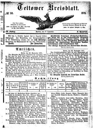 Teltower Kreisblatt vom 27.09.1871