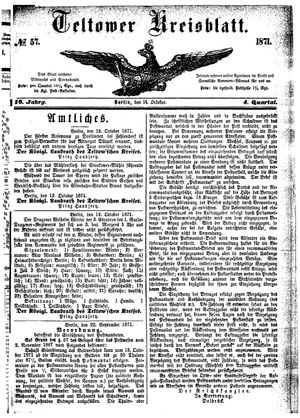 Teltower Kreisblatt vom 14.10.1871