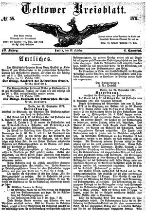 Teltower Kreisblatt vom 18.10.1871
