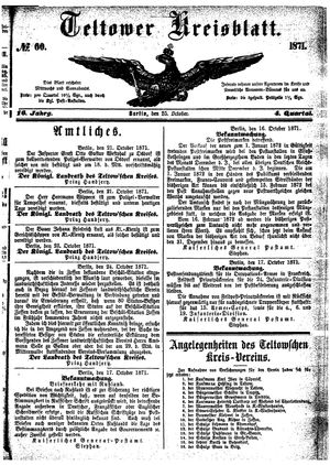 Teltower Kreisblatt vom 25.10.1871