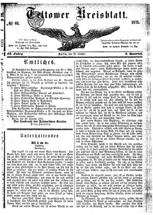 Teltower Kreisblatt vom 28.10.1871