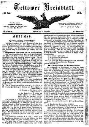 Teltower Kreisblatt on Nov 11, 1871