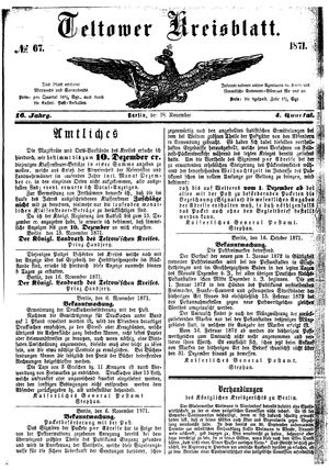 Teltower Kreisblatt vom 18.11.1871