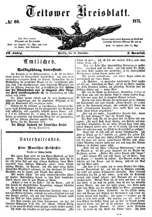 Teltower Kreisblatt vom 25.11.1871