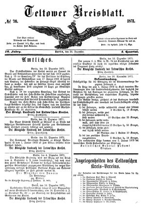 Teltower Kreisblatt vom 20.12.1871