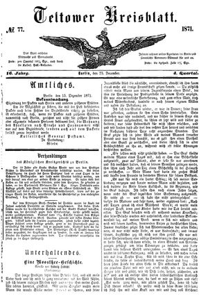 Teltower Kreisblatt vom 23.12.1871