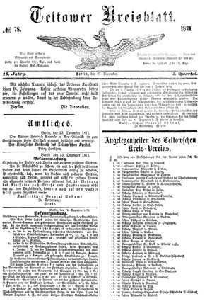 Teltower Kreisblatt vom 27.12.1871
