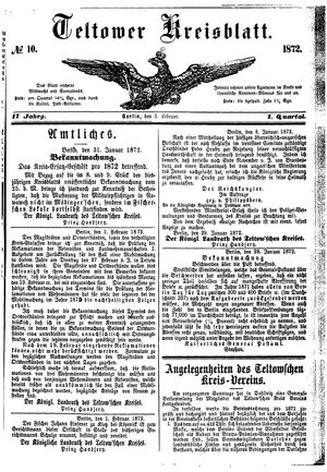 Teltower Kreisblatt vom 03.02.1872