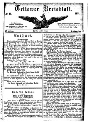 Teltower Kreisblatt vom 14.02.1872