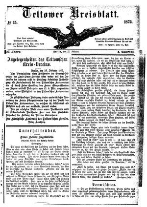Teltower Kreisblatt on Feb 21, 1872