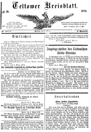 Teltower Kreisblatt vom 06.03.1872