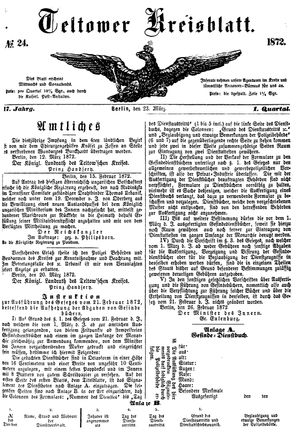 Teltower Kreisblatt vom 23.03.1872