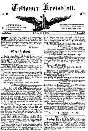 Teltower Kreisblatt vom 30.03.1872