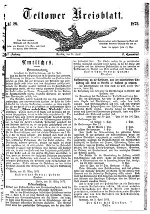 Teltower Kreisblatt vom 10.04.1872