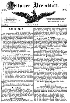Teltower Kreisblatt vom 27.04.1872
