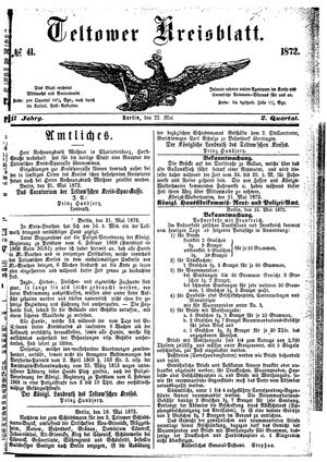 Teltower Kreisblatt vom 22.05.1872