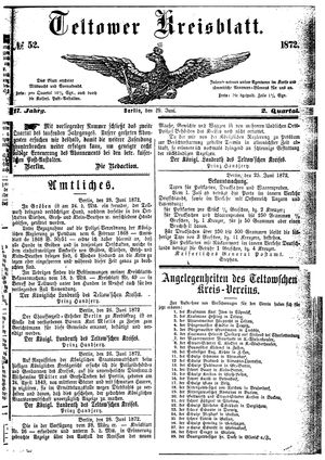 Teltower Kreisblatt vom 29.06.1872