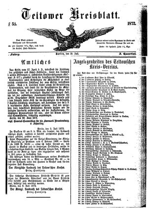 Teltower Kreisblatt vom 10.07.1872