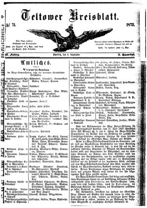 Teltower Kreisblatt vom 04.09.1872