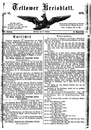 Teltower Kreisblatt vom 12.10.1872