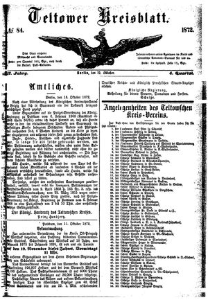 Teltower Kreisblatt vom 19.10.1872