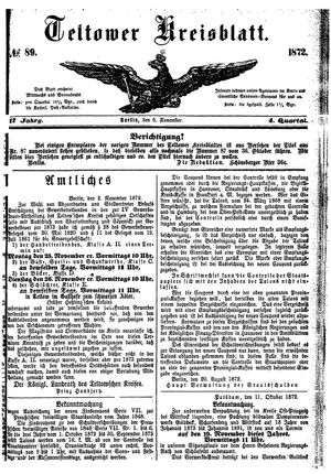 Teltower Kreisblatt vom 06.11.1872