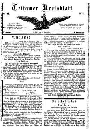 Teltower Kreisblatt vom 13.11.1872