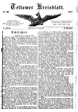 Teltower Kreisblatt vom 30.11.1872