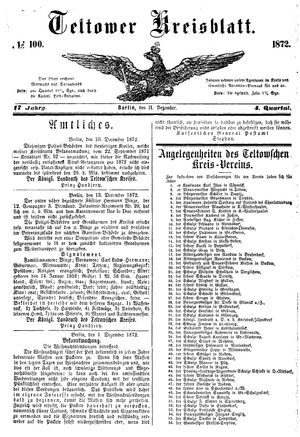 Teltower Kreisblatt vom 14.12.1872